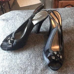 Nine West Satin Jeweled Heels, 10.5
